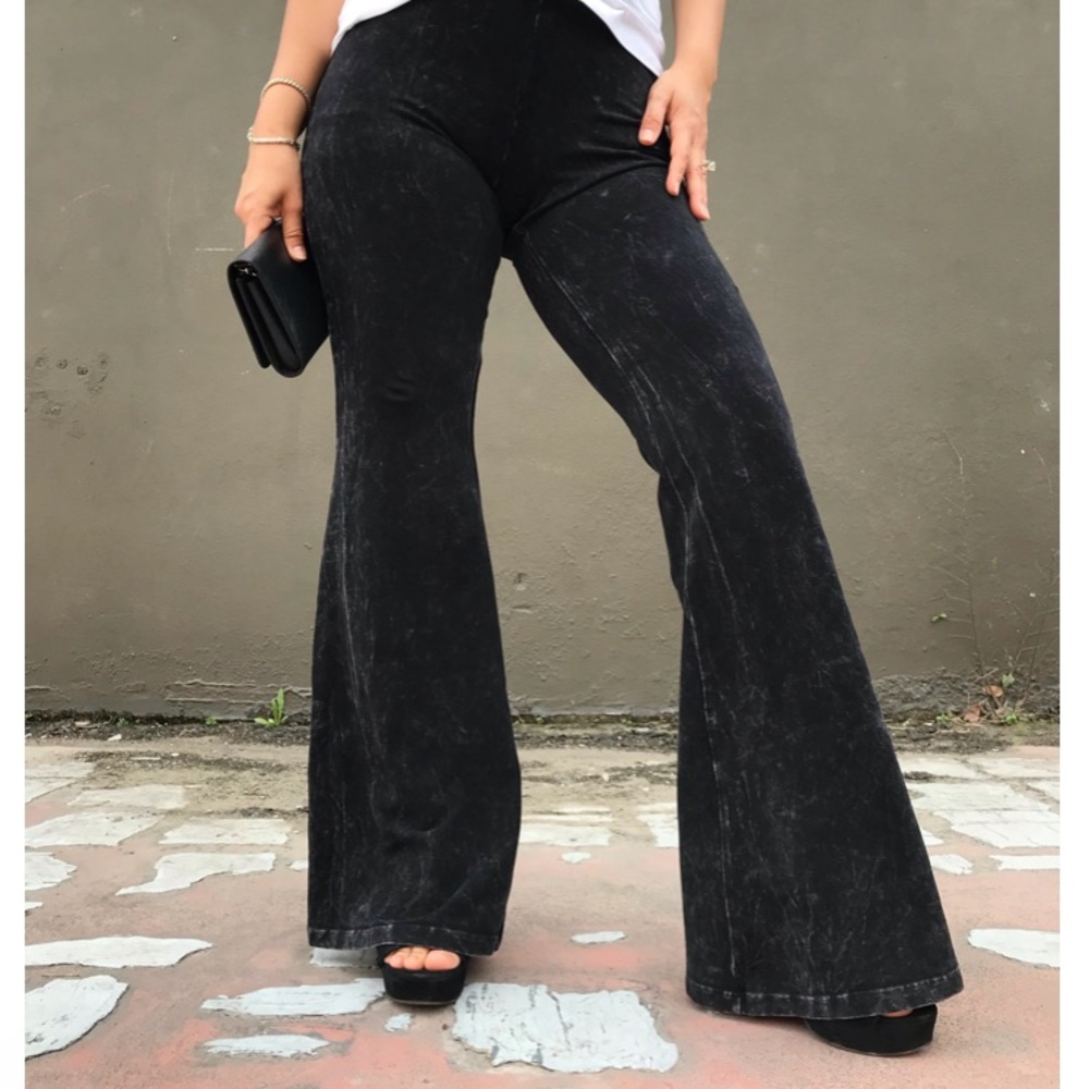 Black Washed Bell Botttom Pants